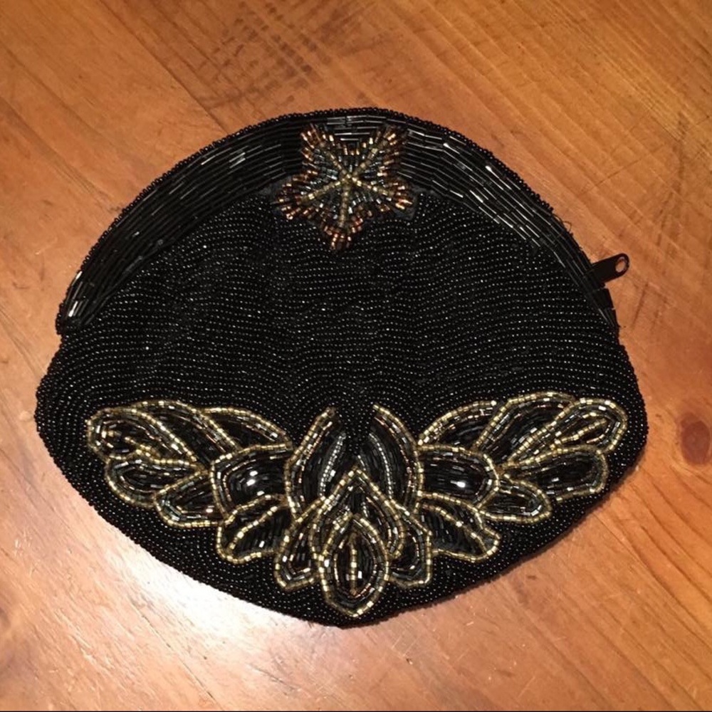 Vintage Beaded Purse-Black